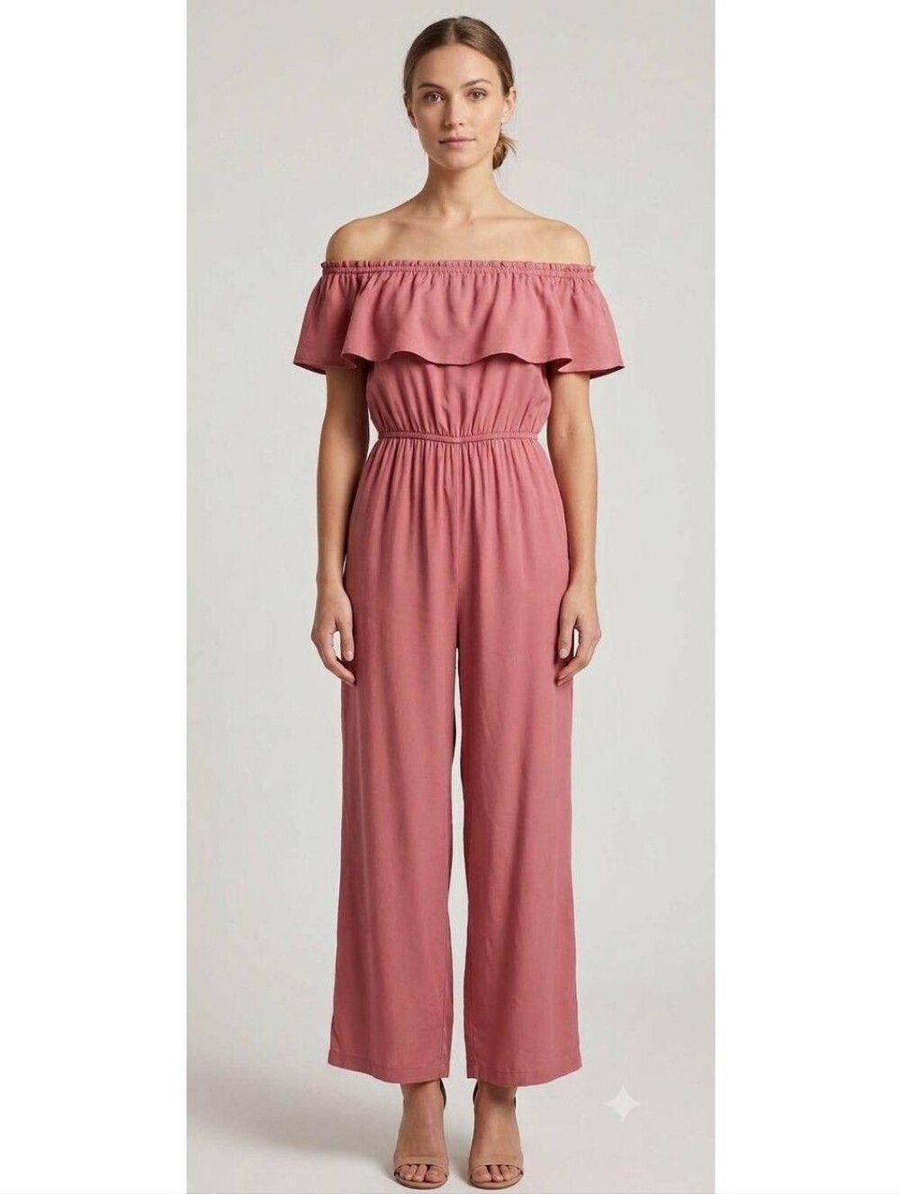Magnolia Boutique Pink Off Shoulder Jumpsuit Jumper Medium Preppy Trendy Femme
